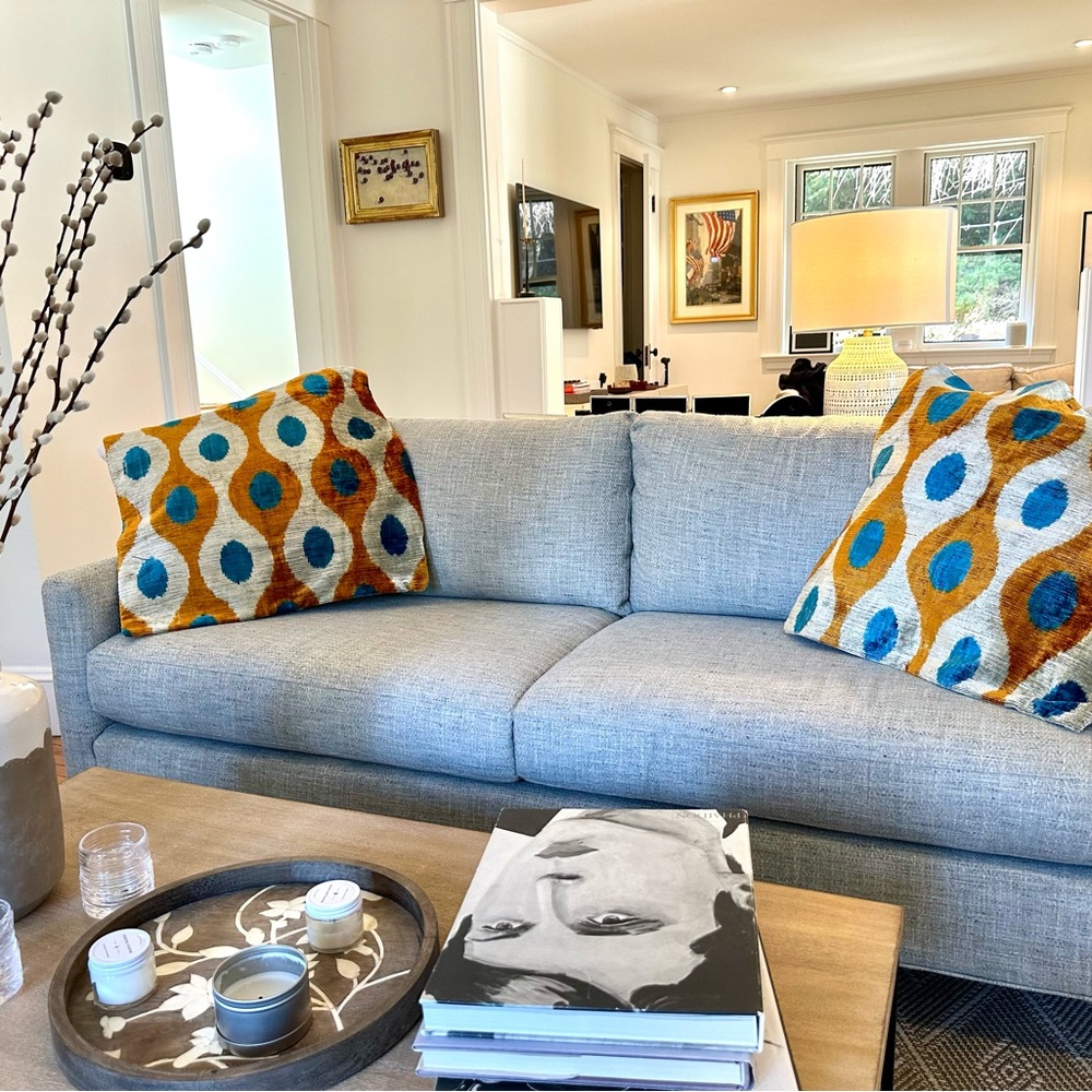 TWO Silk Ikat Velvet Pillow Covers
